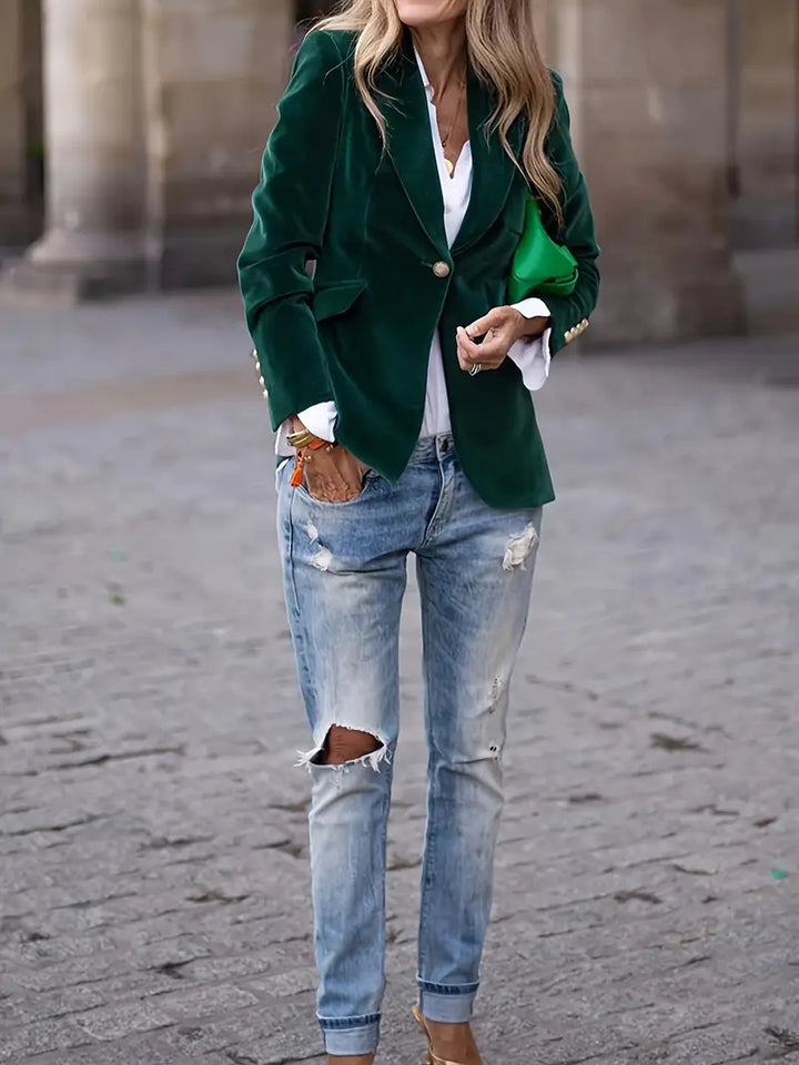 Damen Klassischer Blazer mit Ein-Knopf-Verschluss
