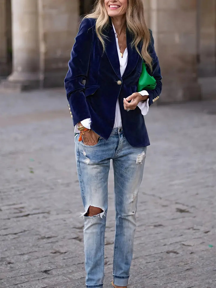 Damen Klassischer Blazer mit Ein-Knopf-Verschluss
