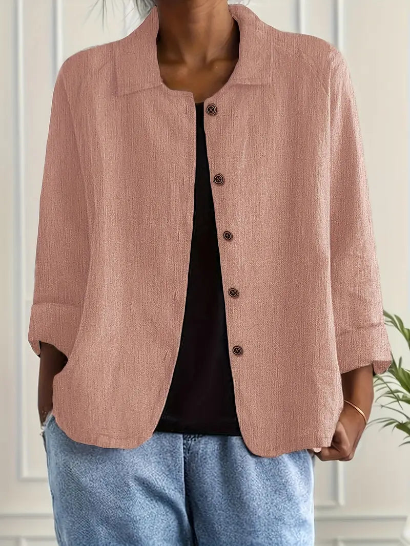 Damen Casual Leichte Jacke Mit Knopfleiste