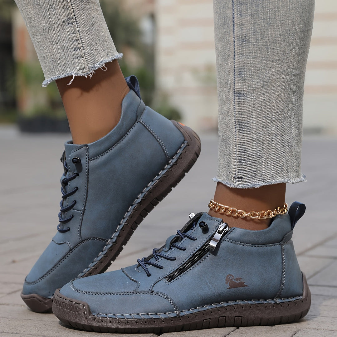 Damen Bequeme Schnürschuhe mit Reißverschluss