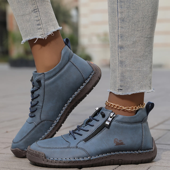 Damen Bequeme Schnürschuhe mit Reißverschluss