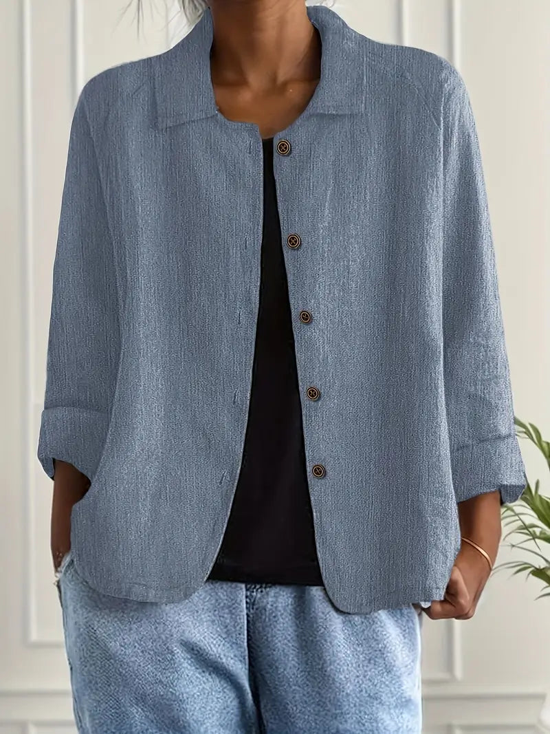 Damen Casual Leichte Jacke Mit Knopfleiste