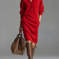 Damen Midikleid mit Knopfleiste und Rippstruktur