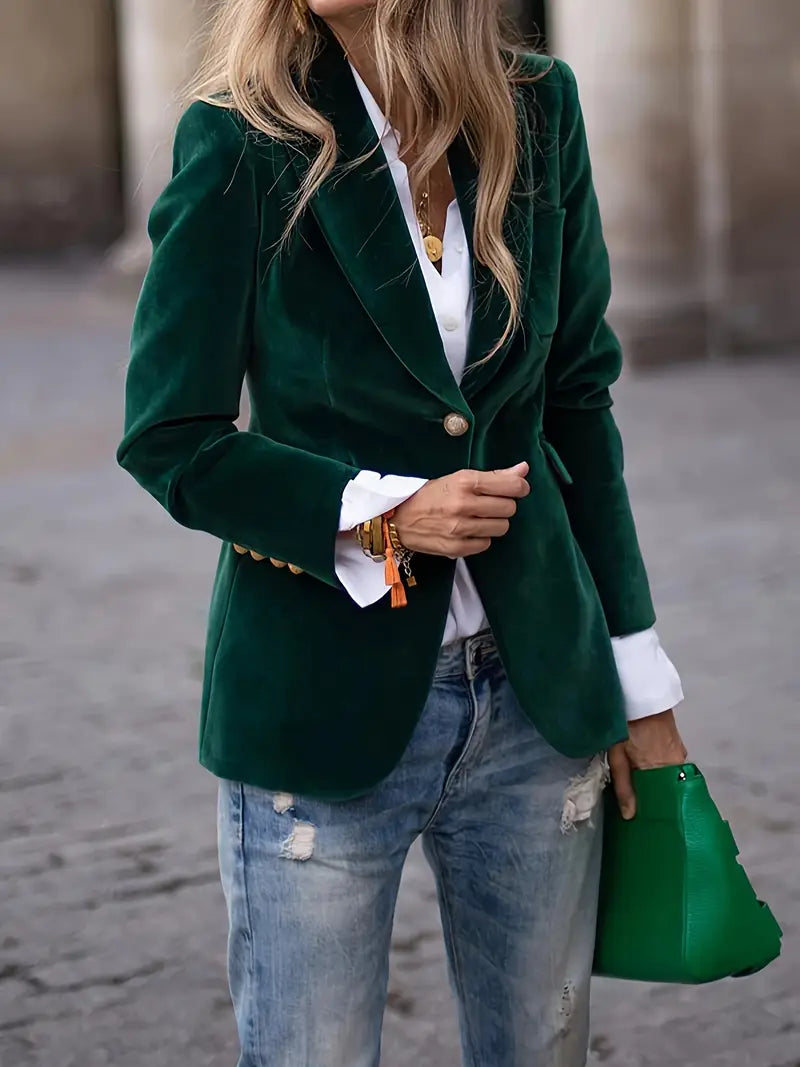 Damen Klassischer Blazer mit Ein-Knopf-Verschluss