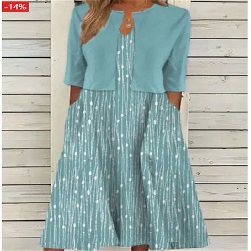 Blumen Zweiteiliges Midi-Kleid