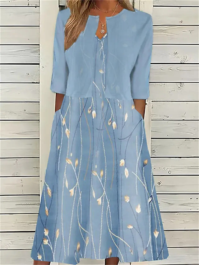 Blumen Zweiteiliges Midi-Kleid