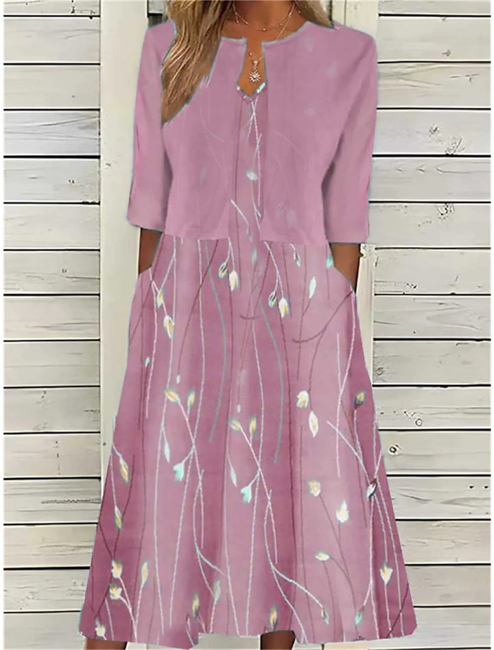 Blumen Zweiteiliges Midi-Kleid
