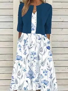 Blumen Zweiteiliges Midi-Kleid