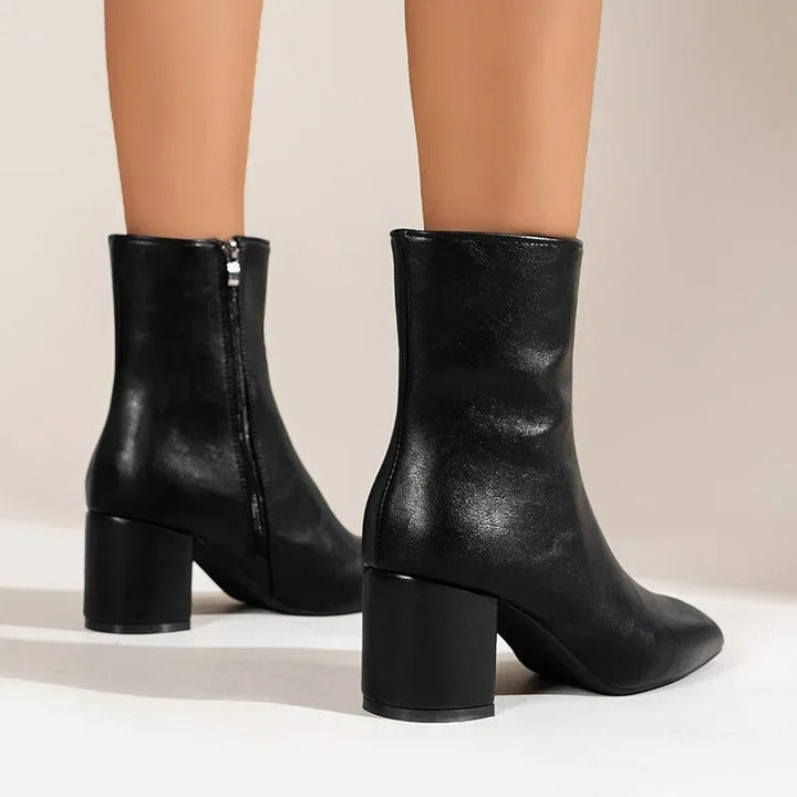 Damen Stiefeletten | Elegant & Vielseitig — Kunstleder, spitzer Schuh, Blockabsatz