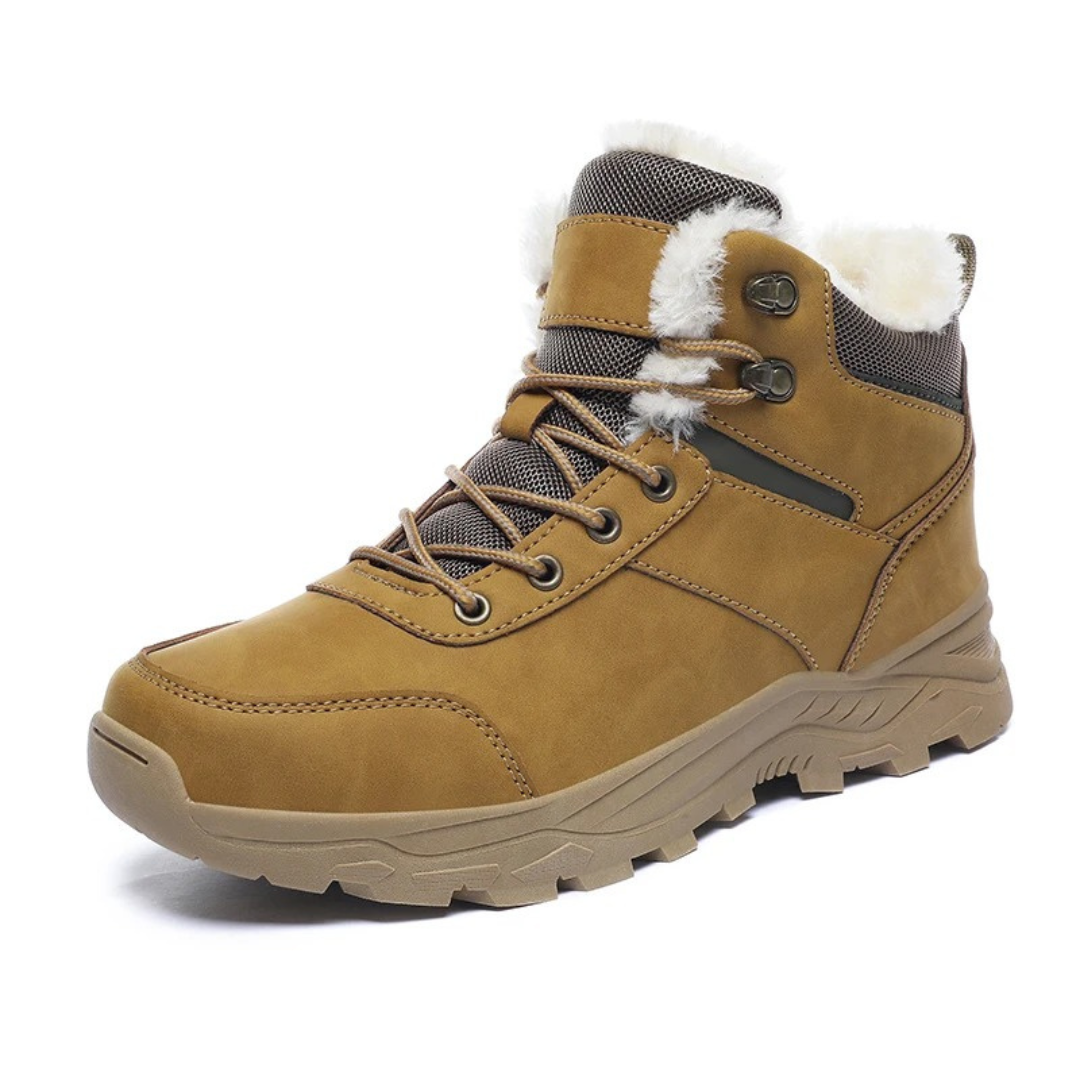 Winterstiefel Herren warm gefüttert mit Schnürung und Kunstpelzbesatz