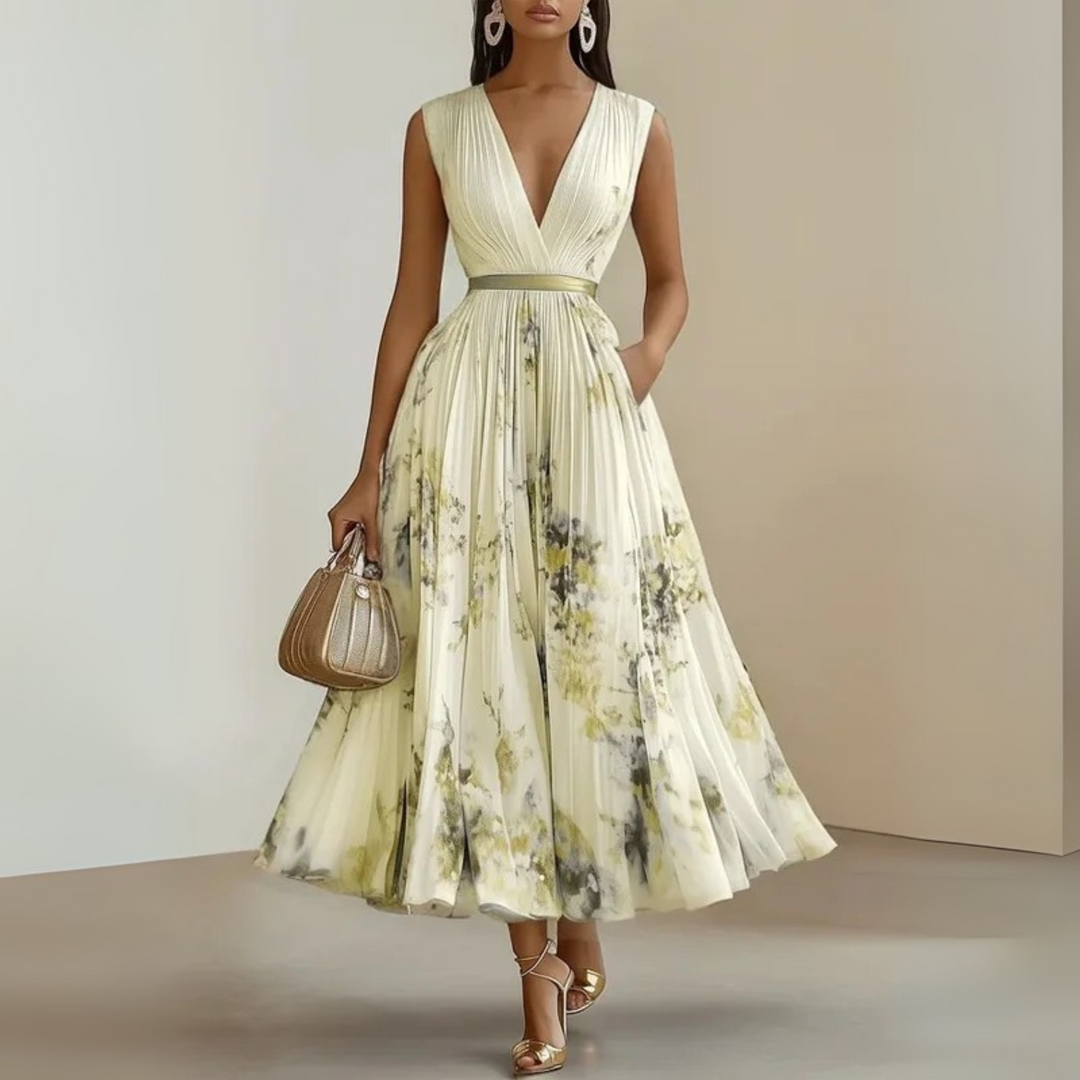 Damen Fließendes Ärmelloses Sommer Maxikleid