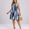 Damen Neckholder Hängerkleid – Tropisches Minikleid mit Blumendruck | Strandkleid