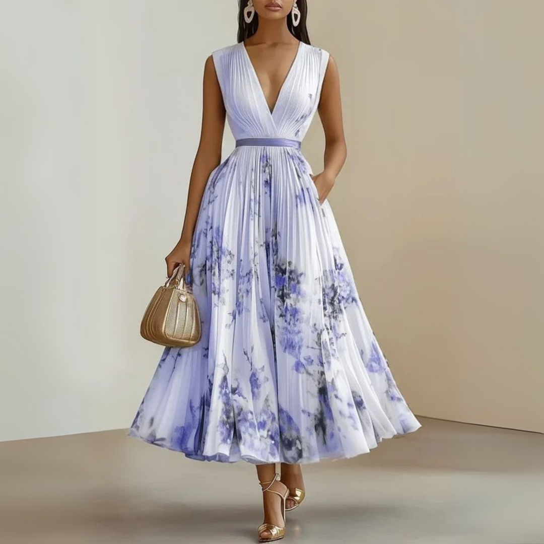 Damen Fließendes Ärmelloses Sommer Maxikleid