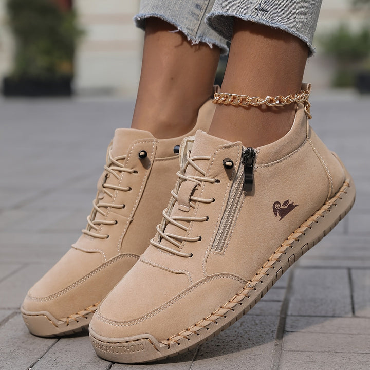 Damen Bequeme Schnürschuhe mit Reißverschluss