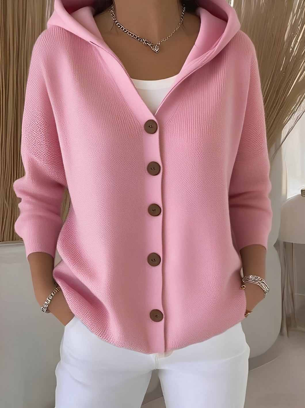 Gemütliche Langarmjacke mit Kapuze für Damen
