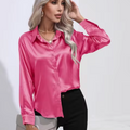 Satinbluse mit langen Ärmeln