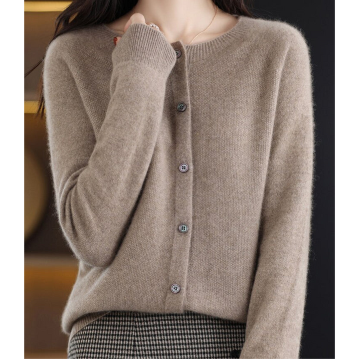 Damen O-Ausschnitt Strickjacke Pullover