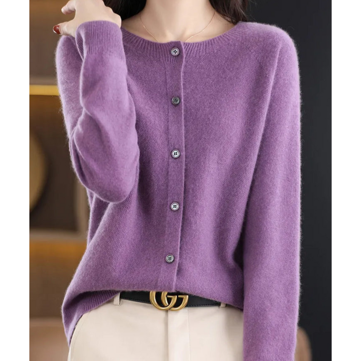 Damen O-Ausschnitt Strickjacke Pullover