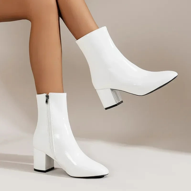 Damen Stiefeletten | Elegant & Vielseitig — Kunstleder, spitzer Schuh, Blockabsatz