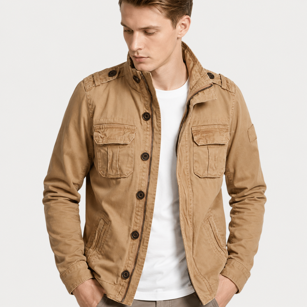 Cargo Jeansjacke mit Mehrfach-Taschen & Robustem Design