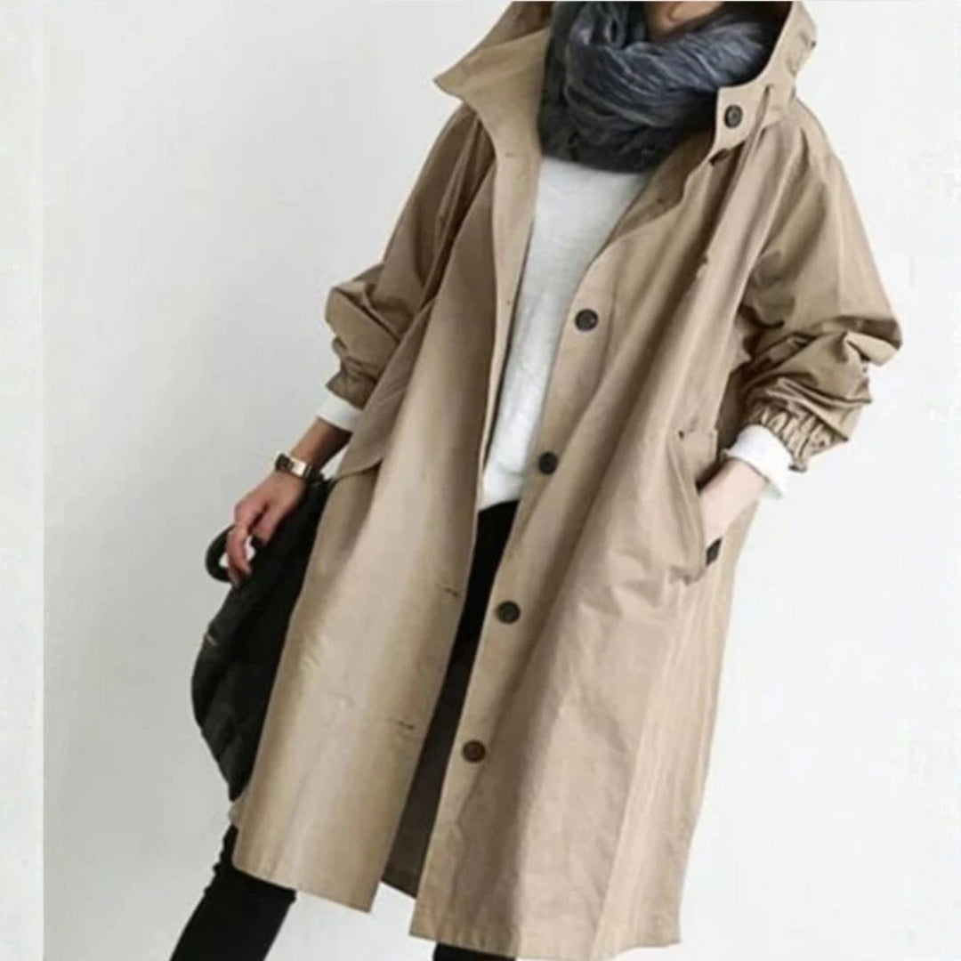 Damen langer Streetcoat mit Knopfleiste
