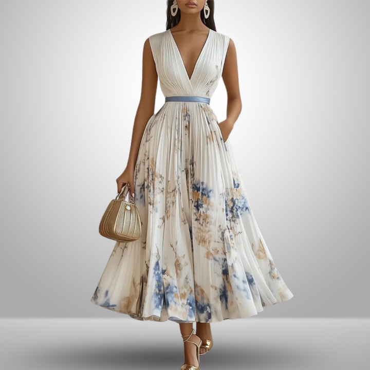 Damen Fließendes Ärmelloses Sommer Maxikleid