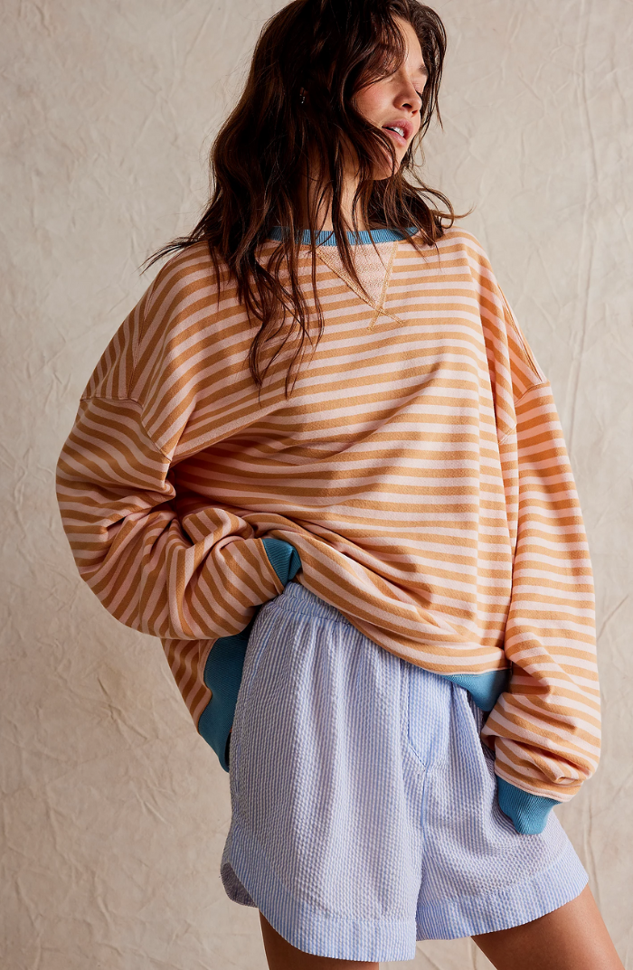 Oversized Gestreiftes Damen Sweatshirt