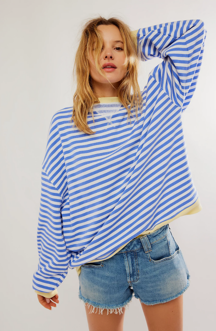 Oversized Gestreiftes Damen Sweatshirt