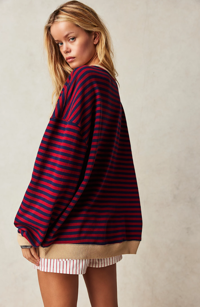 Oversized Gestreiftes Damen Sweatshirt