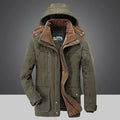 Winterjacke für Männer mit Kapuze, Plüschfutter und Reißverschlusstaschen