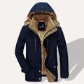 Winterjacke für Männer mit Kapuze, Plüschfutter und Reißverschlusstaschen