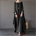 Damen Maxi-Kleid Oversized | Baumwolle & Leinen — Bohemian, Sommer, Seitentaschen