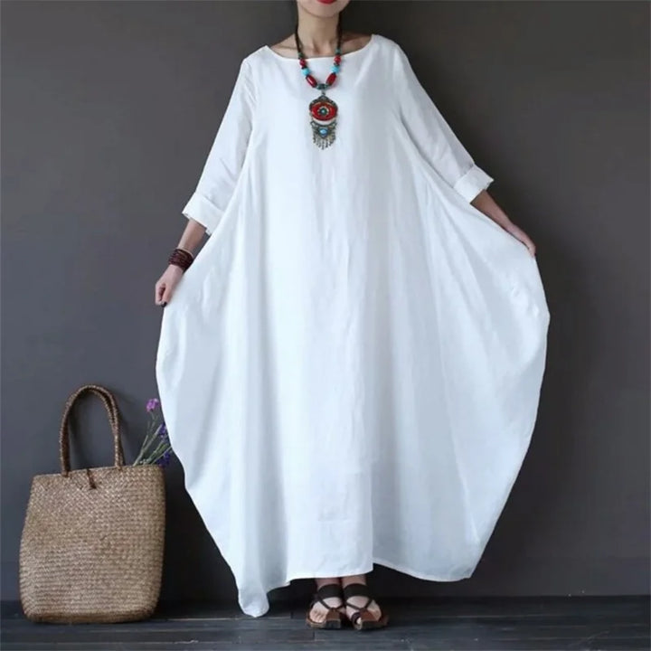 Damen Maxi-Kleid Oversized | Baumwolle & Leinen — Bohemian, Sommer, Seitentaschen