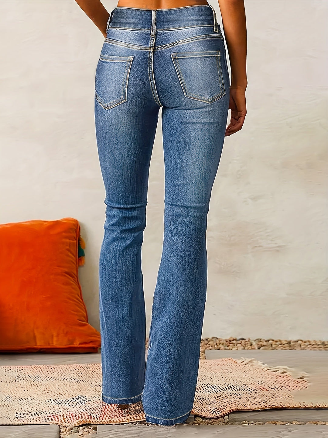 Damen High-Waist Jeans mit weitem Bein