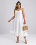 Damen Elegantes A-Linie Kleid – Spaghettiträger Midikleid mit Volantrock | Party & Hochzeit