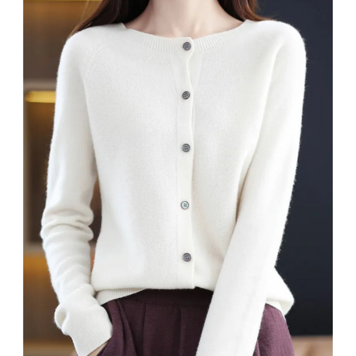 Damen O-Ausschnitt Strickjacke Pullover