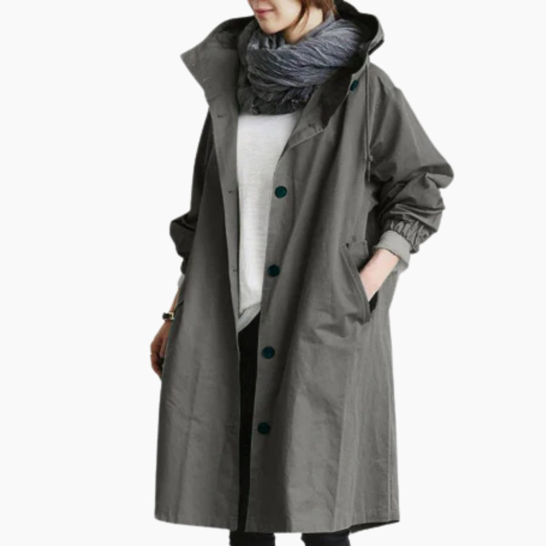 Damen langer Streetcoat mit Knopfleiste