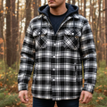 Karierte Flanell-Jacke mit abnehmbarer Kapuze und gestepptem Futter