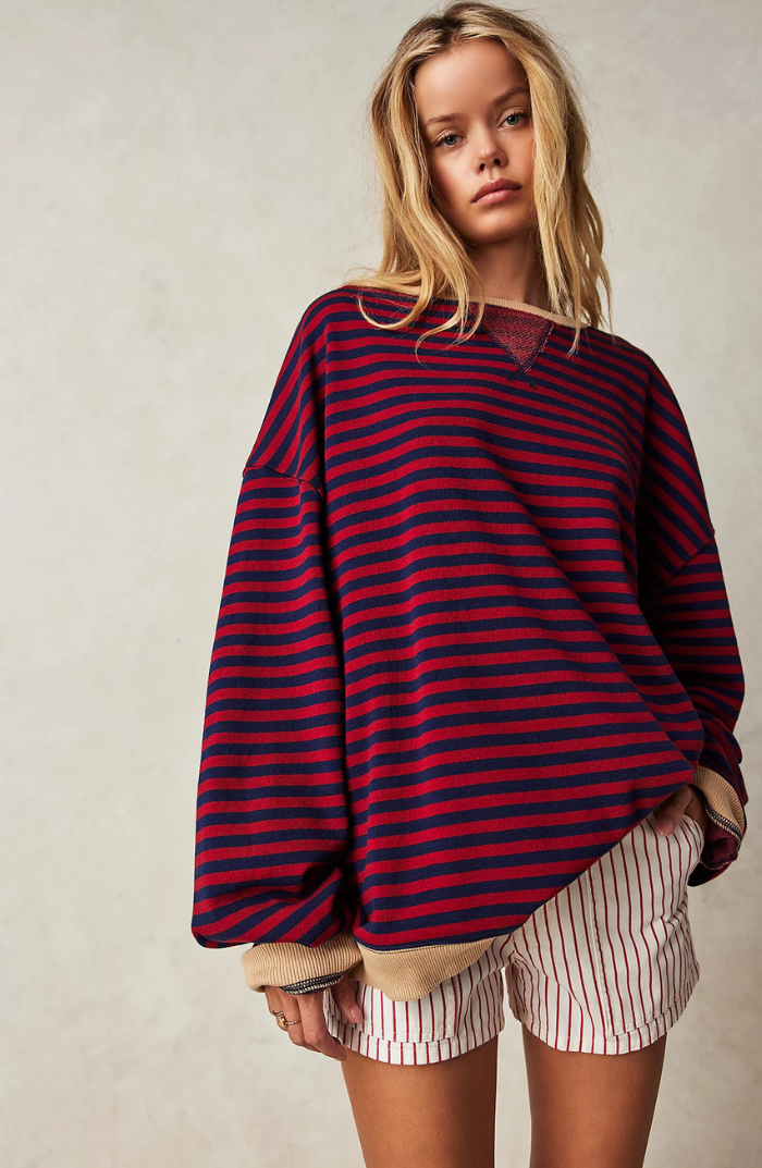 Oversized Gestreiftes Damen Sweatshirt