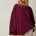 Oversized Gestreiftes Damen Sweatshirt