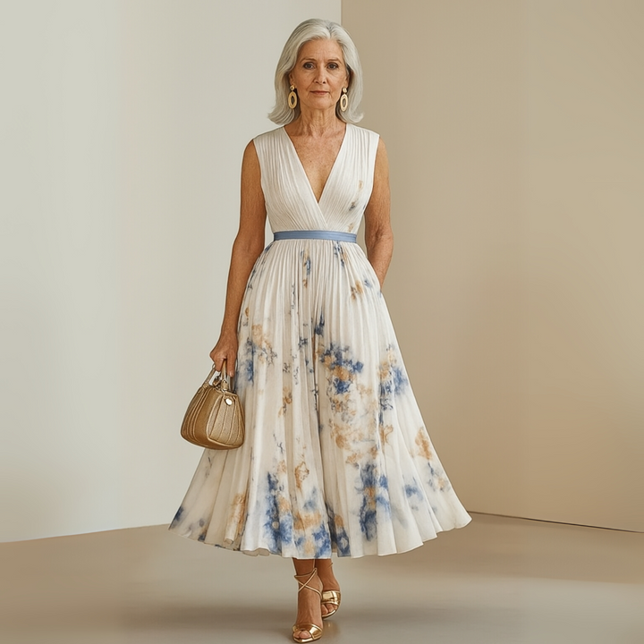 Damen Fließendes Ärmelloses Sommer Maxikleid