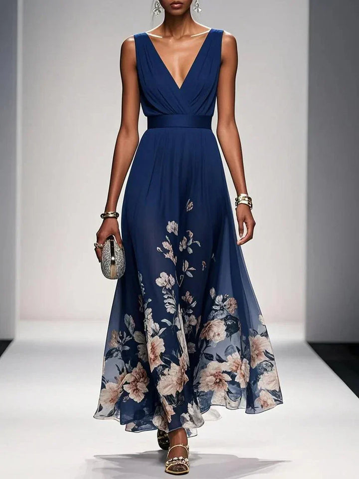Damen Blumendruck Hochzeitsgastkleid