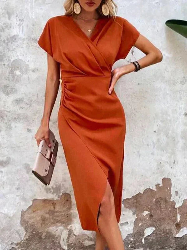 Damen Midikleid mit V-Ausschnitt