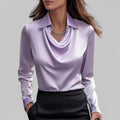 Elegante Wasserfallausschnitt Satinbluse für Damen