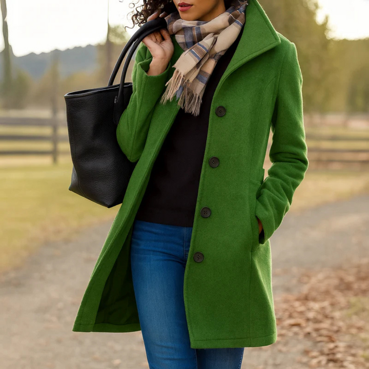 Damen Klassischer Wintermantel mit Knopfleiste vorne