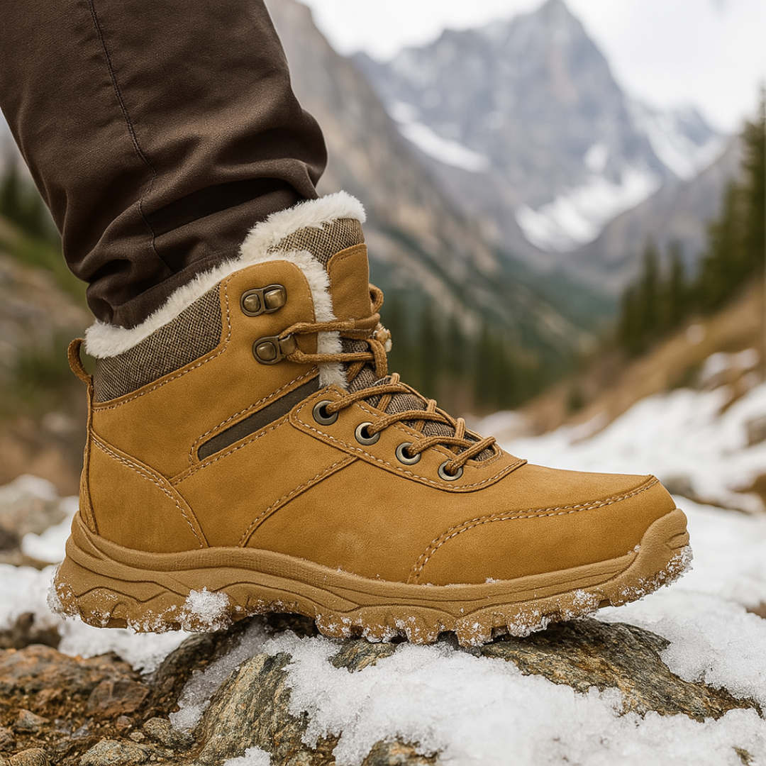 Winterstiefel Herren warm gefüttert mit Schnürung und Kunstpelzbesatz