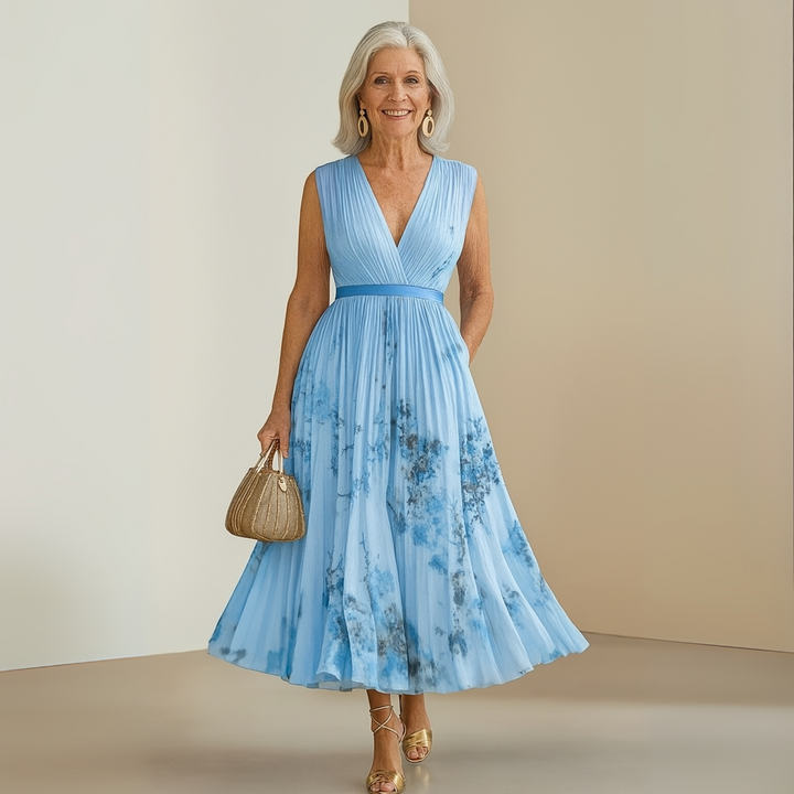 Damen Fließendes Ärmelloses Sommer Maxikleid