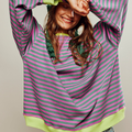 Oversized Gestreiftes Damen Sweatshirt