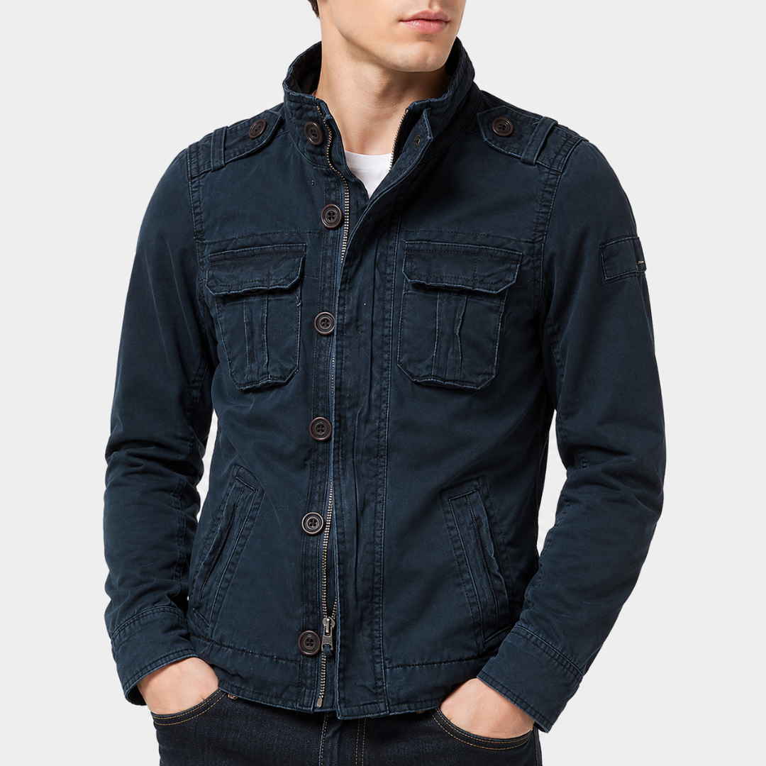 Cargo Jeansjacke mit Mehrfach-Taschen & Robustem Design