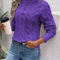 Zopfmuster Rollkragenpullover Damen